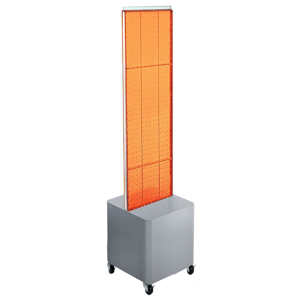 Two-Sided Pegboard Floor Display on Wheeled Studio Base